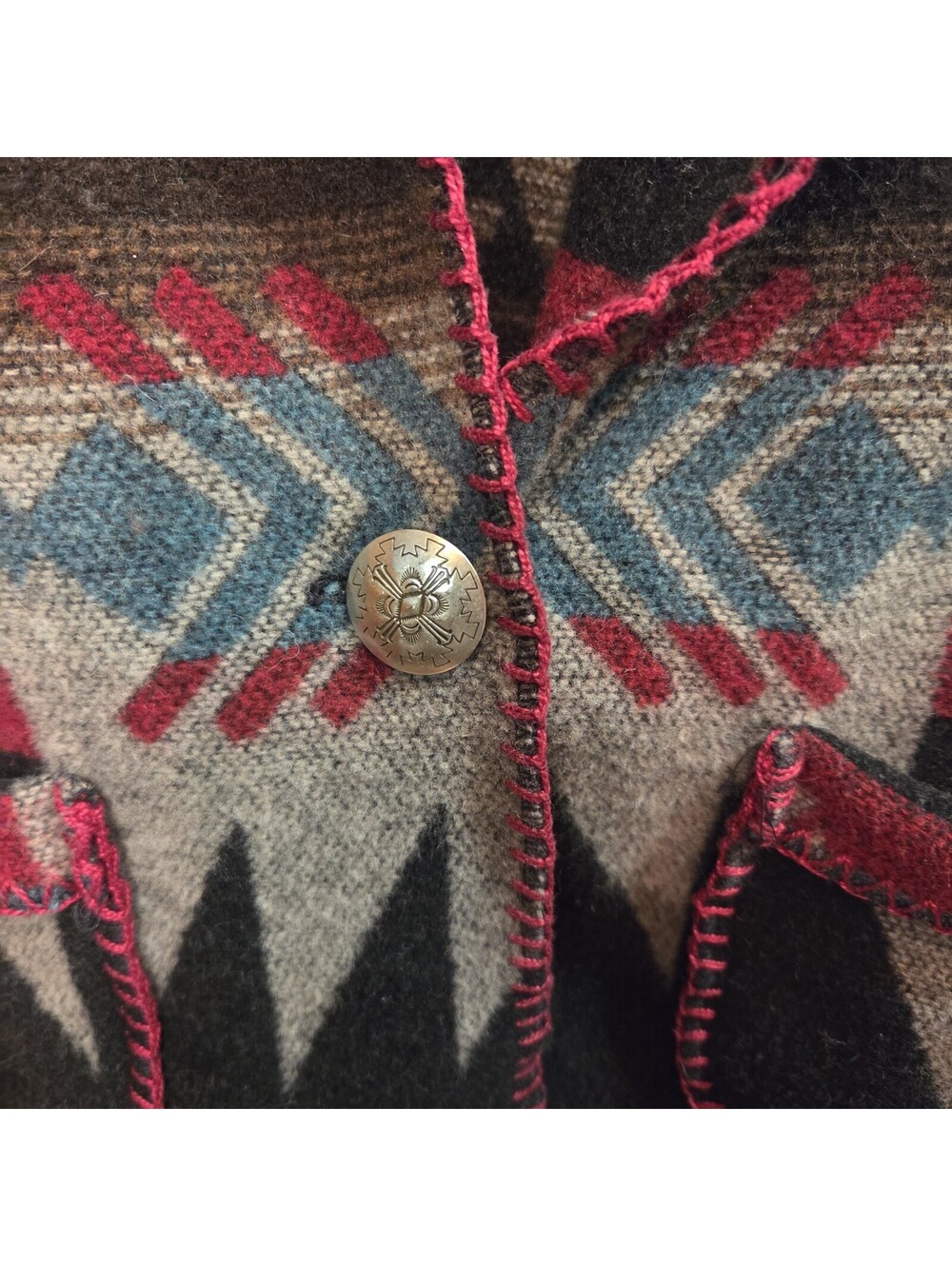 Vintage 90's Rhonda Stark Jacket Large? Aztec Southwestern Western Bolero Retro - Picture 3 of 8